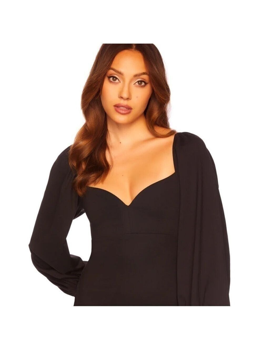 Susana Monaco Sweetheart Neck Puff Long Sleeve Dress Size M - Picture 3 of 11